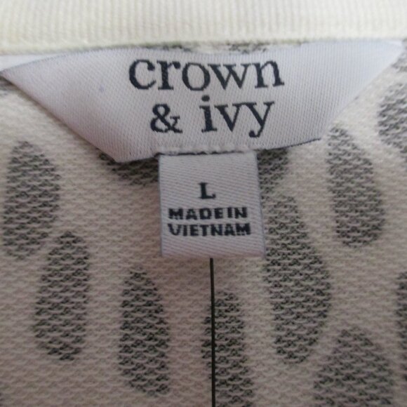 Crown & Ivy NEW top, long sleeve, oversized, soft black & white knit size L - Picture 3 of 10